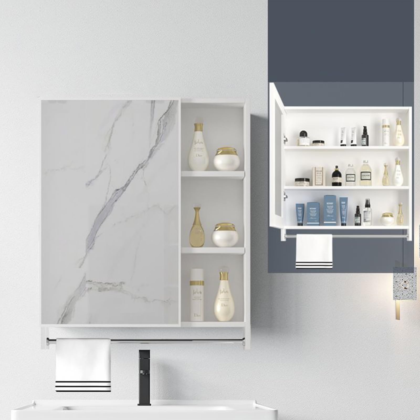 Amazon.co.jp: yxcen-home ミラーキャビネット 洗面化粧台 浴室鏡収納